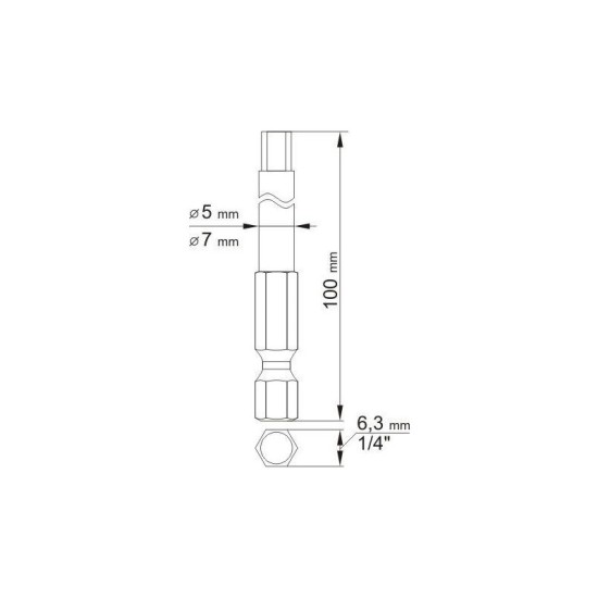 YATO Bithegy imbusz 4,0 + 6,0 mm 1/4" 100mm 2db