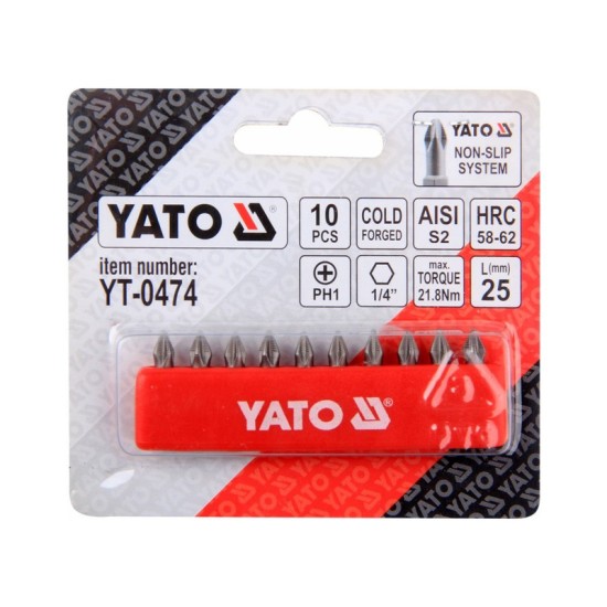 YATO Bithegy készlet 10 részes PH1 25mm