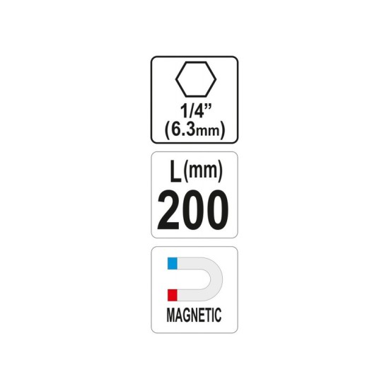 YATO Bithegy-tartó mágneses 1/4" 200 mm