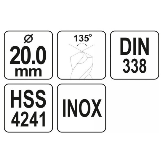 YATO Csigafúró 20,0 x 205/140 mm inox HSS Premium