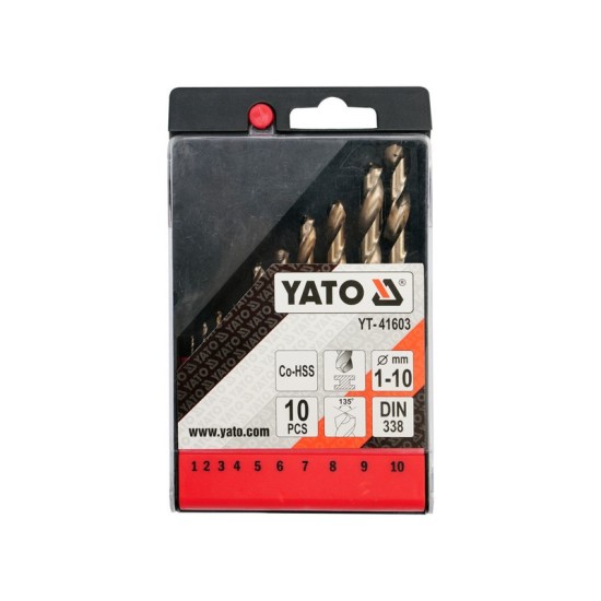 YATO Csigafúró készlet 10 részes 1-10 mm HSS Co