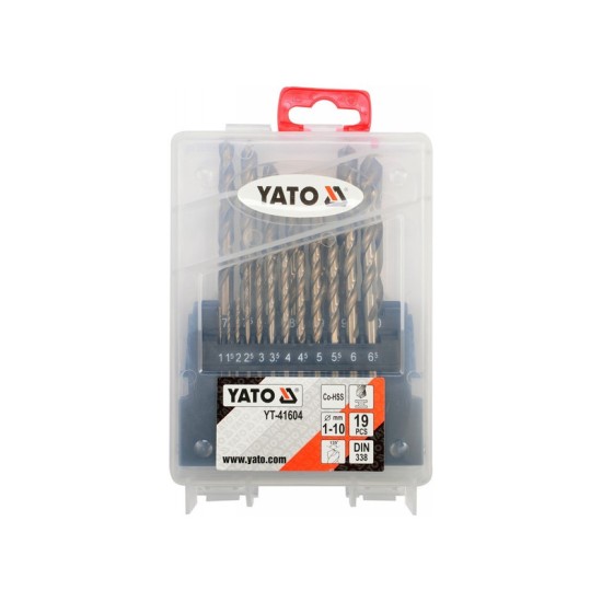 YATO Csigafúró készlet 19 részes 1-10 mm HSS Co