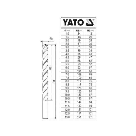 YATO Csigafúró készlet 25 részes 1-13 mm HSS Co