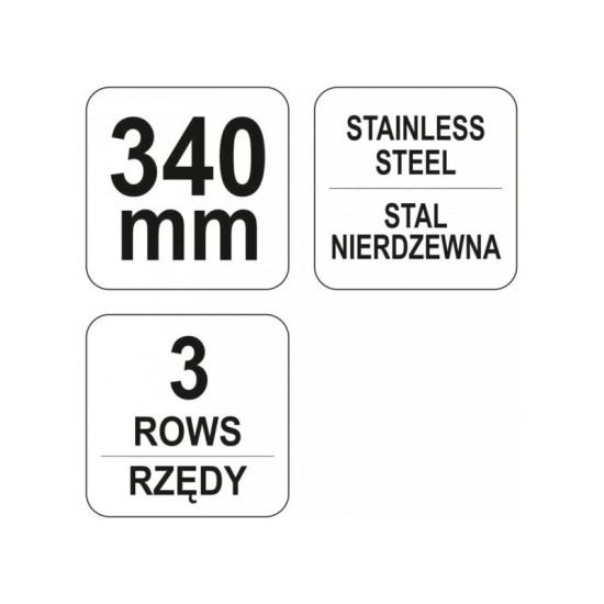 YATO Drótkefe inox kaparóval 3 soros 340 mm