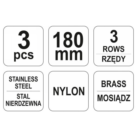 YATO Drótkefe készlet 3 részes 180 mm műanyag nyéllel