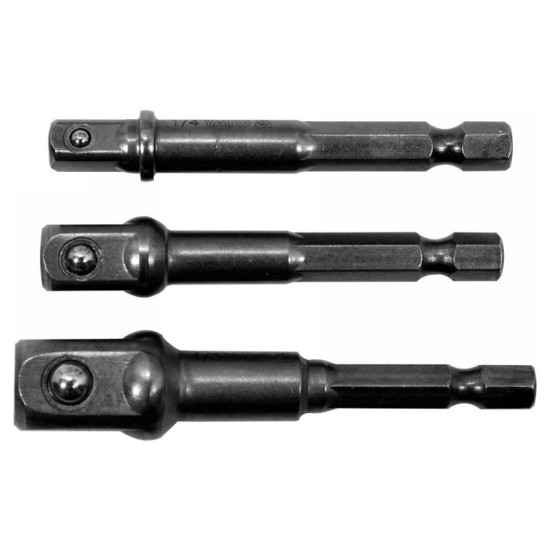 YATO Dugókulcs adapter készlet 3 részes 1/4" Hex->1/2", 1/4", 3/8" négyszög