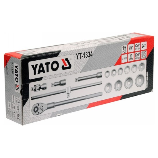 YATO Dugókulcs készlet 15 részes 3/4": 30-60 mm CrV