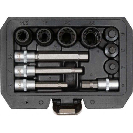 YATO Féknyereg szerelő dugókulcs készlet 11 részes 3/8" 1/2" CrV