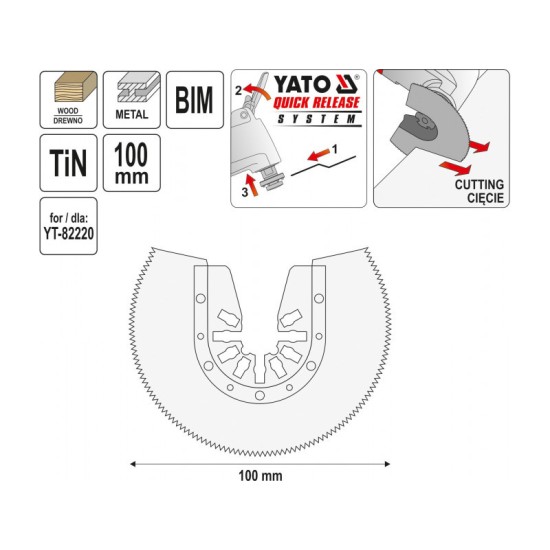 YATO Fűrészlap multifunkciós géphez 100 mm bimetál-titán-nitrid