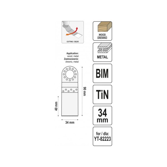 YATO Fűrészlap multifunkciós géphez 34 mm bimetál-titán-nitrid