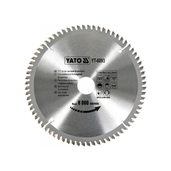 YATO Fűrésztárcsa alumíniumhoz 210 x 30 x 2,2 mm / 72T YATO Fűrésztárcsa alumíniumhoz 210 x 30 x 2,2 mm / 72T