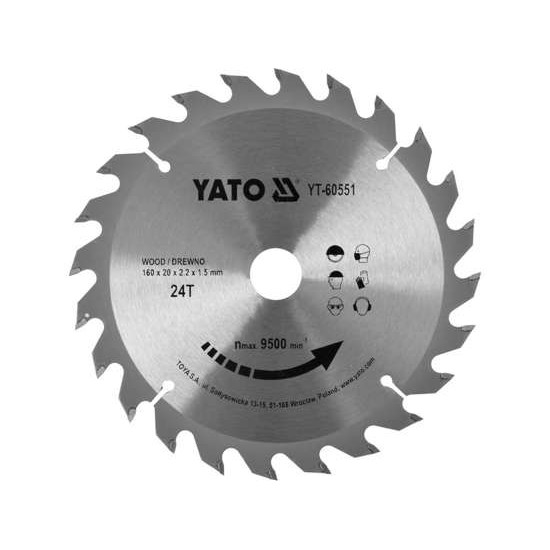 YATO Fűrésztárcsa fához 160 x 20 x 1,5 mm / 24T YATO Fűrésztárcsa fához 160 x 20 x 1,5 mm / 24T