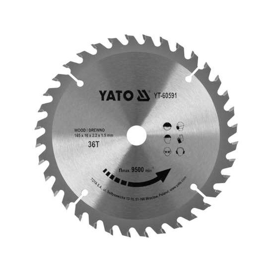 YATO Fűrésztárcsa fához 165 x 16 x 1,5 mm / 36T