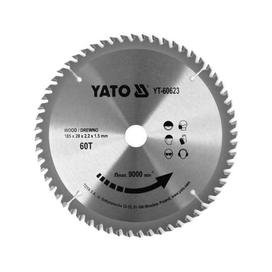 YATO Fűrésztárcsa fához 185 x 20 x 1,5 mm / 60T