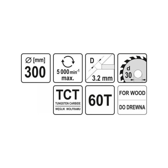 YATO Fűrésztárcsa fához 300 x 30 x 2,0 mm / 60T