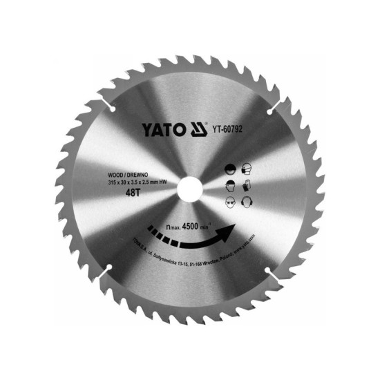 YATO Fűrésztárcsa fához 315 x 30 x 2,5 mm / 48T YATO Fűrésztárcsa fához 315 x 30 x 2,5 mm / 48T