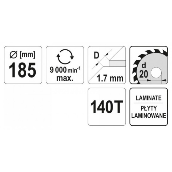 YATO Fűrésztárcsa laminált padlóhoz 185 x 20 x 1,4 mm / 140T YATO Fűrésztárcsa laminált padlóhoz 185 x 20 x 1,4 mm / 140T
