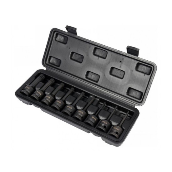 YATO Gépi bit Spline dugókulcs készlet 9 részes 1/2" M4 - M16