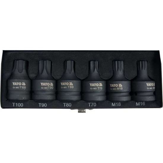 YATO Gépi bit Torx és Spline dugókulcs készlet 6 részes 3/4"