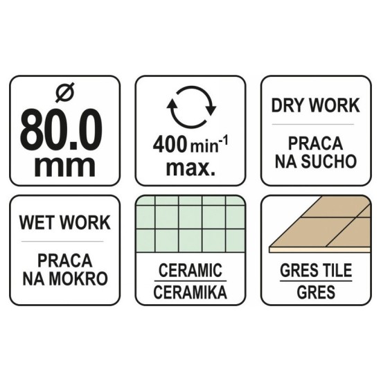 YATO Gyémánt körkivágó 80 mm vizes/száraz