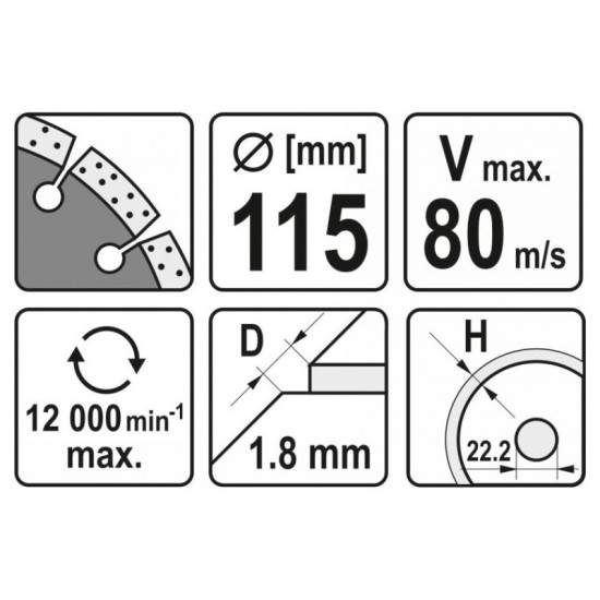 YATO Gyémánt vágótárcsa 115 x 1,8 x 10 x 22,2 mm szegmentált