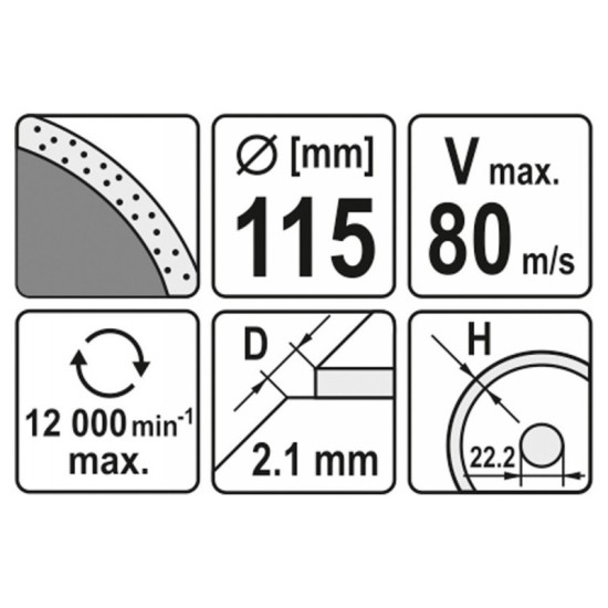 YATO Gyémánt vágótárcsa 115 x 2,1 x 5,3 x 22,2 mm folytonos