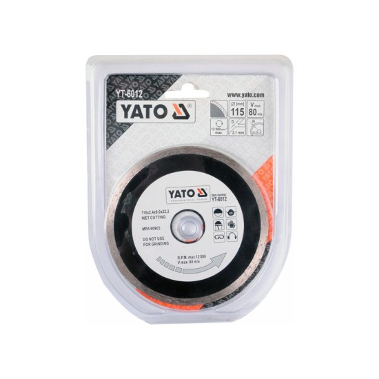 YATO Gyémánt vágótárcsa 115 x 2,1 x 5,3 x 22,2 mm folytonos