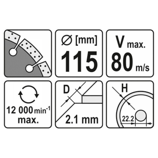 YATO Gyémánt vágótárcsa 115 x 2,1 x 8,0 x 22,2 mm szegmentált
