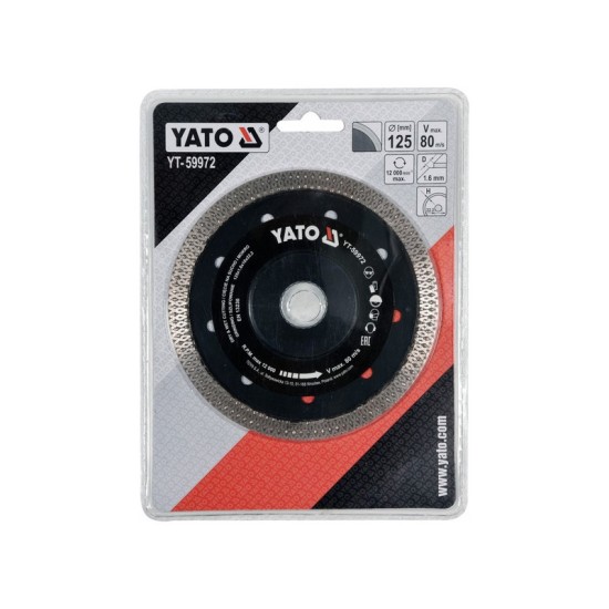 YATO Gyémánt vágótárcsa 125 x 1,6 x 10 x 22,2 mm folytonos