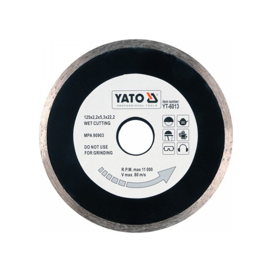 YATO Gyémánt vágótárcsa 125 x 2,2 x 5,3 x 22,2 mm folytonos