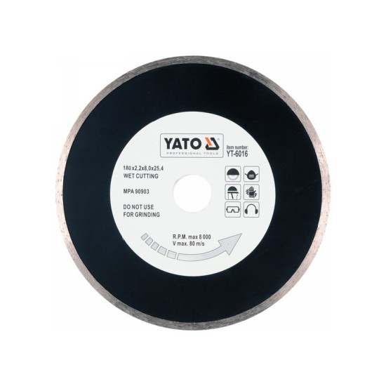 YATO Gyémánt vágótárcsa 180 x 2,2 x 5,3 x 25,4 mm folytonos