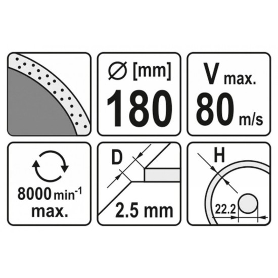 YATO Gyémánt vágótárcsa 180 x 2,5 x 5,3 x 22,2 mm folytonos YATO Gyémánt vágótárcsa 180 x 2,5 x 5,3 x 22,2 mm folytonos
