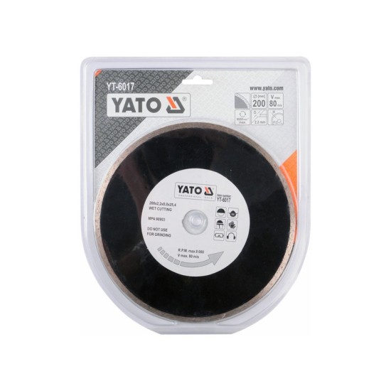 YATO Gyémánt vágótárcsa 200 x 2,2 x 5,3 x 25,4 mm folytonos