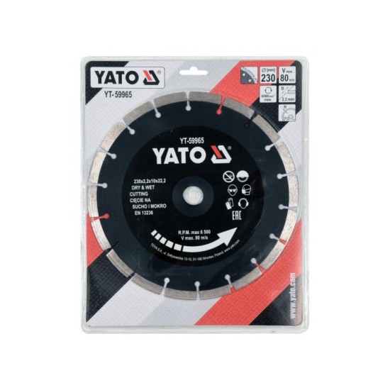 YATO Gyémánt vágótárcsa 230 x 2,2 x 10 x 22,2 mm szegmentált