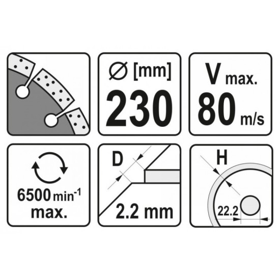 YATO Gyémánt vágótárcsa 230 x 2,2 x 10 x 22,2 mm szegmentált