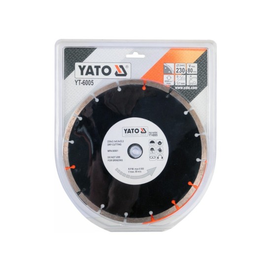 YATO Gyémánt vágótárcsa 230 x 2,7 x 8,0 x 22,2 mm szegmentált