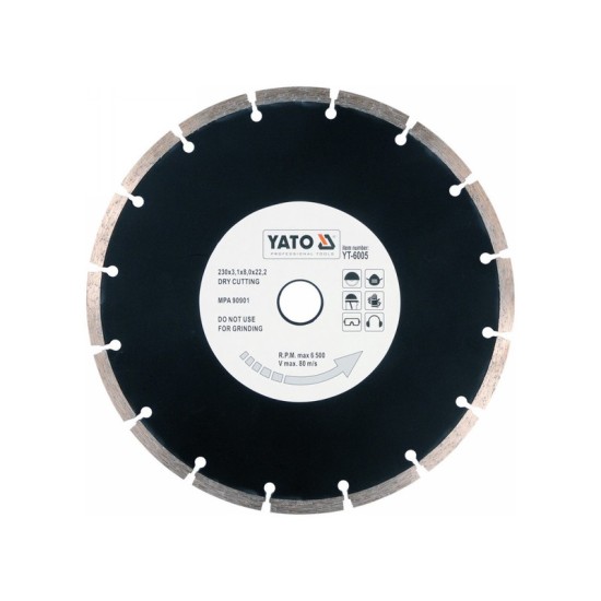 YATO Gyémánt vágótárcsa 230 x 2,7 x 8,0 x 22,2 mm szegmentált
