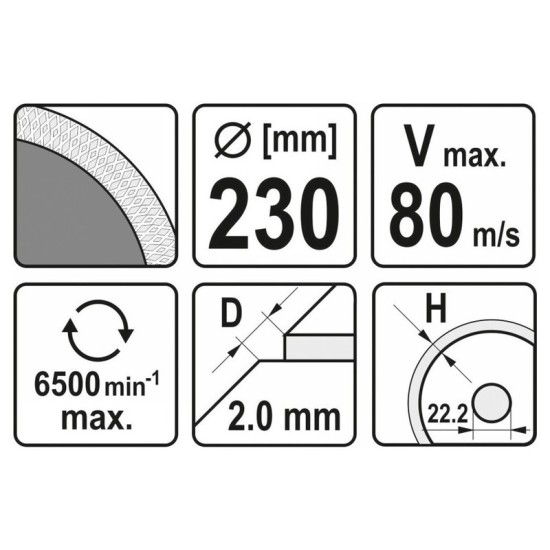 YATO Gyémánt vágótárcsa 230 x2,0 x 10 x 22,2 mm folytonos