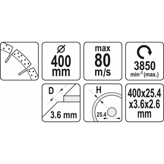 YATO Gyémánt vágótárcsa 400 x 3,6 x 10,0 x 25,4 mm szegmentált