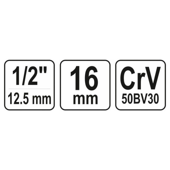 YATO Gyertyakulcs 1/2" 16 mm / 64 mm CrV
