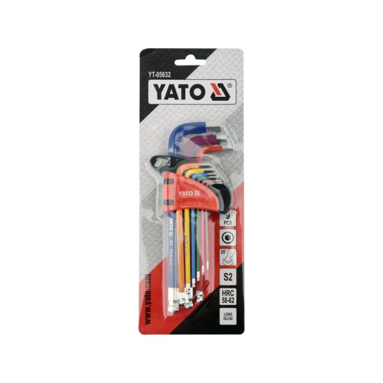 YATO Hosszú gömbfejű imbuszkulcs készlet 9 részes 1,5 - 10 mm S2