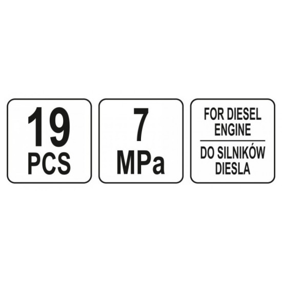 YATO Kompressziómérő készlet 19 részes Diesel motorokhoz 70 Bar
