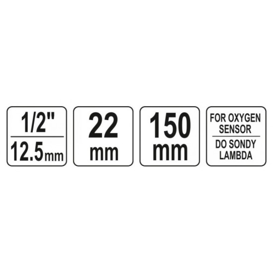 YATO Lambdaszonda dugókulcs 1/2" 22 mm hosszú CrV