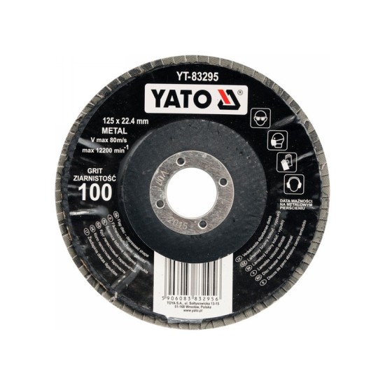 YATO Lamellás csiszolókorong döntött 125 x 22,2 mm / P100