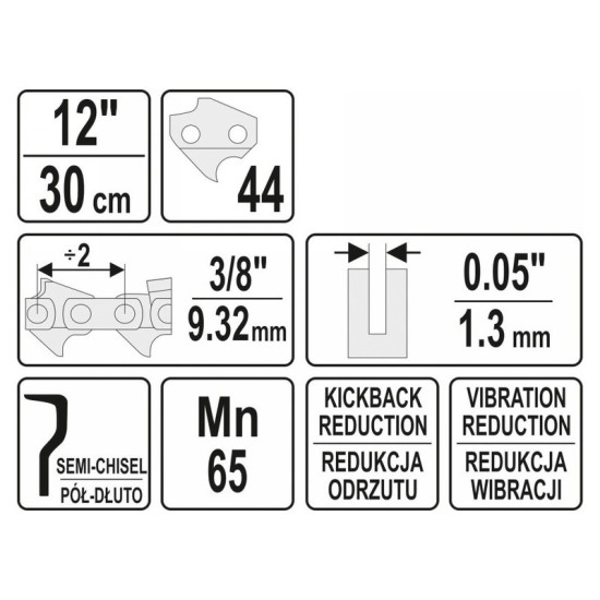 YATO Láncfűrész lánc 12" 3/8" 1,3 mm