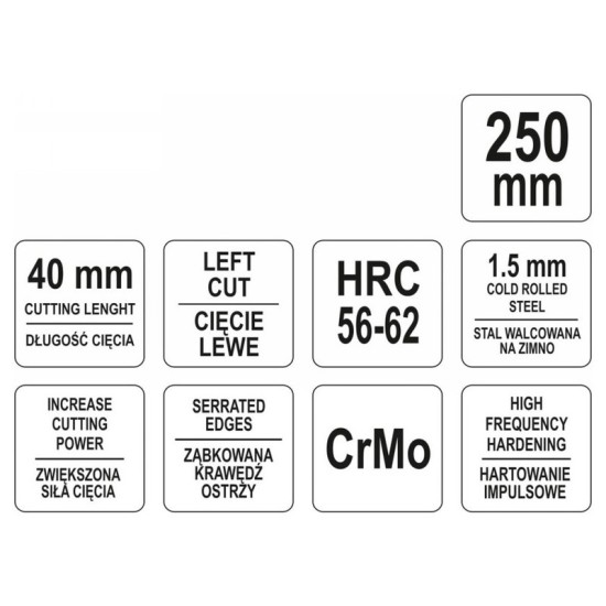 YATO Lemezvágó olló 250 mm balos CrMo