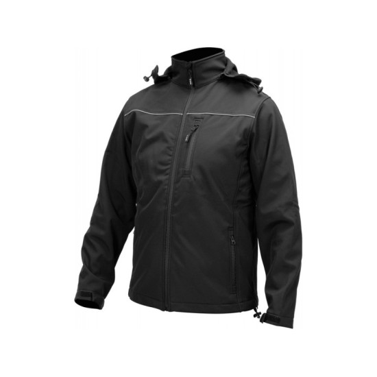YATO Munkavédelmi softshell kabát kapucnival fekete XL-es méret 3 zsebes