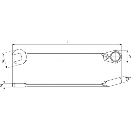 YATO Racsnis irányváltós csillag-villáskulcs 22 mm / 290 mm 72T CrV