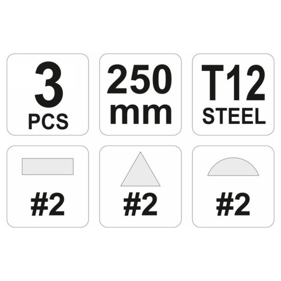 YATO Reszelő készlet 3 részes 250 mm