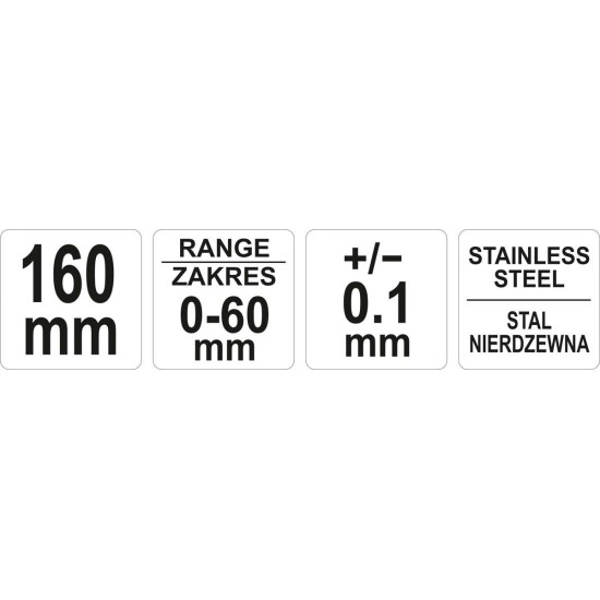 YATO Tolómérő 160/0,1 mm (féktárcsákhoz)